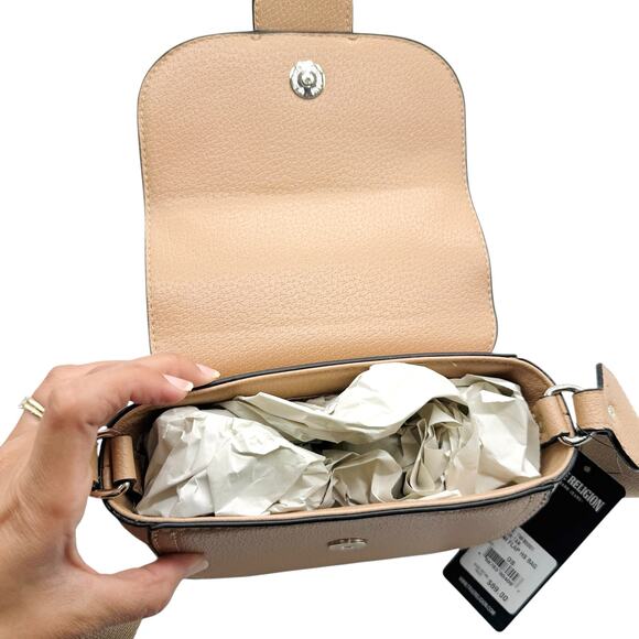 NWT True Religion Mini Flap Horseshoe‎ Logo Crossbody Bag- Beige - Picture 7 of 7